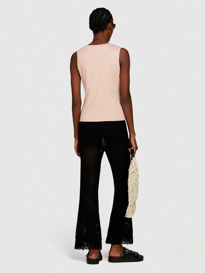 Tank top in 100% cotton - women's tops - Nude | Sisley image number 3